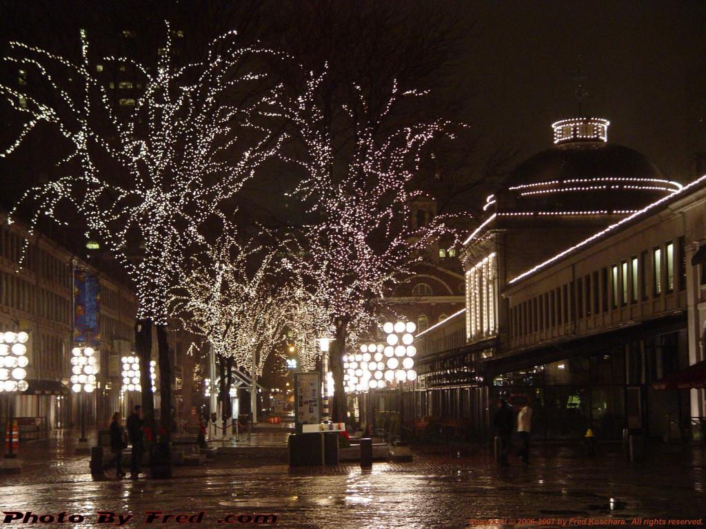 White Lights in Sleet, Quincy Market, Boston